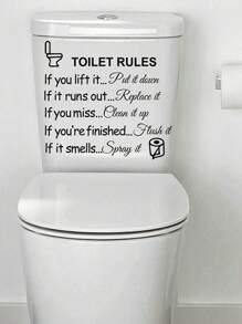 1/2/4pcs Toilet Rules Bathroom Wall Decor Stickers, DIY Removable Vinyl Art Bathroom Decor Wall Quotes Stickers Sign For Door Living Room Home Decorations