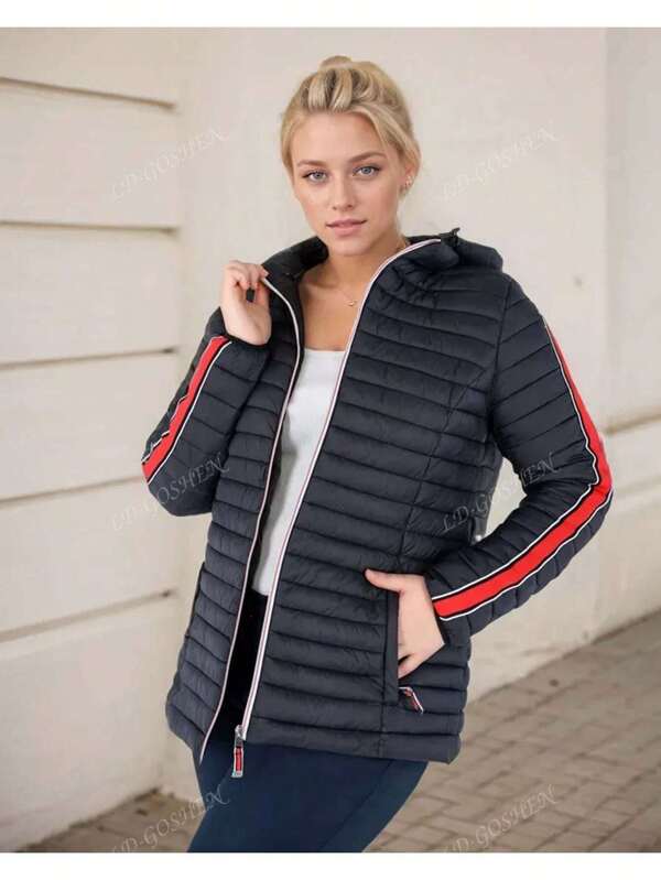 Piumino da donna taglie forti Cappotto ripiegabile con cappuccio imbottito leggero trapuntato