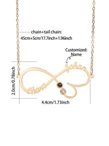 Customized S925 Sterling Silver Personalized Infinity Heart Gemstone Inlaid Two Names Necklace, Gift For Father's Day, Mother's Day, Valentine's Day, Birthday, Anniversary, Friends, Graduation, Christmas, Premium Household Gift