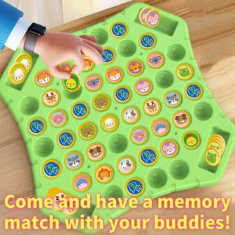 【全新4人棋盘游戏】多人欢乐翻棋（水果和动物2种有趣图案棋子，共72个棋子）适合节日聚会与朋友一起玩，适合多人记忆挑战，适合生日、万圣节、圣诞节等节日礼物！浪漫情侣游戏