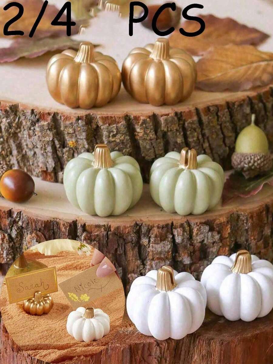 2/4 Pieces Halloween Pumpkin Party Decoration Supplies Halloween Decorations Autumn Decorations Colorful Pumpkin Seat Holders, Placemats, Perfect For Thanksgiving Table Decorations, Fall Theme Weddings, Bridal Brunch Halloween Party, As Gifts Christmas Thanksgiving. - Multicolor - View 1