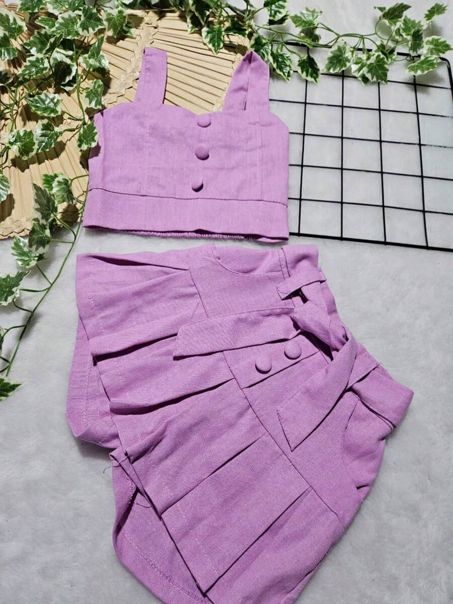 Fleur De Lis - Renata Children's Set For Girls With Shorts And Skirt - Premium Quality - Màu Lilac Tím - Xem 1