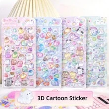 1 件随机可爱动物鬼魂滴 3D 浮雕贴纸剪贴簿 DIY 日记装饰文具贴纸卡哇伊美学贴纸 - 彩色 - 查看 4
