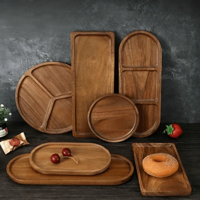1pc Wooden Tray, Serving Tray, Tea Tray Great For Holding Snacks, Dry Fruits, Fruits, Desserts, Tea Cups, Coffee Cups And Also Used As Jewelry, Bathroom, Home Decor Tray Christmas Gift