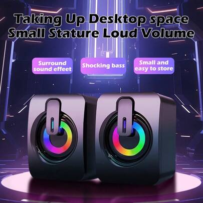 Computer Speakers PC Sound Box HIFI Stereo Surround Music USB Wired Caixa De Som With LED Light For Desktop Computer Laptop
