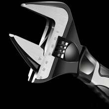 Large Opening Wrench, Universal Wrench, Adjustable Wrench, Steel Machinery Workshop, Manual Maintenance Tool, Car Bicycle Wrench, Tools For Men - Black - View 1