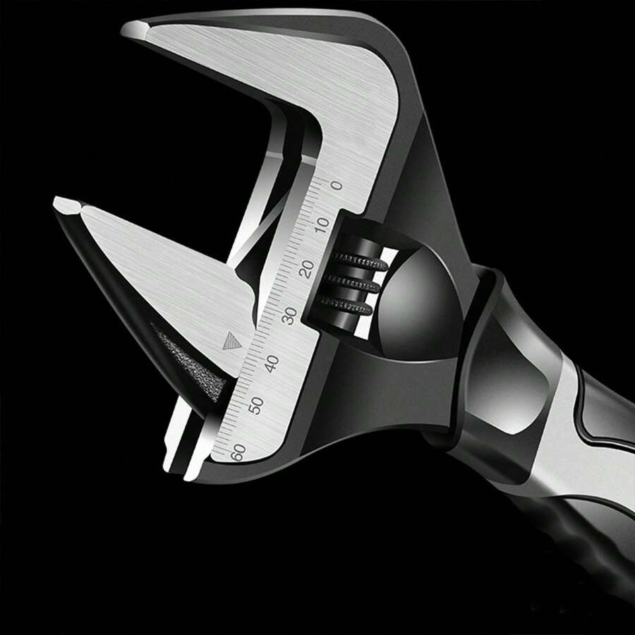 Large Opening Wrench, Universal Wrench, Adjustable Wrench, Steel Machinery Workshop, Manual Maintenance Tool, Car Bicycle Wrench, Tools For Men - Black - View 1