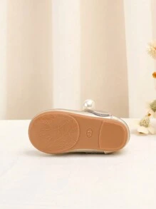 Toddler Girls' Plain Color Non-Slip Lightweight Flat Shoes, Fashionable & Comfortable PU Material - Gold - View 6