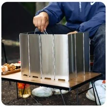 可折叠野营炉挡风板，适用于户外露营 - 10 块铝板野营炊具挡风板，适用于炉子 - 带便携包的折叠挡风板，适用于露营配件 - 彩色 - 查看 5