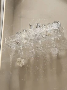 1 pièce Étagère d'angle de salle de bain avec crochet, porte-serviettes mural, étagères de douche gain de place sans perçage, organisateur de rangement de salle de bain, décoration de salle de bain, organisateur de salle de bain, décoration d'automne, rentrée des classes