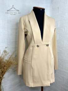 Women's Blazer And Shorts Set, Elegant And Casual Tailoring, Fashion Autumn Winter 2024 - 裸體 - 查看 2
