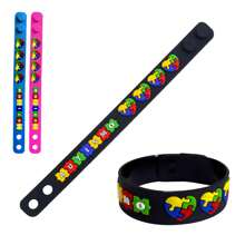 Adjustable Bracelet For Autistic People With Hearts - Negro - Ver 1