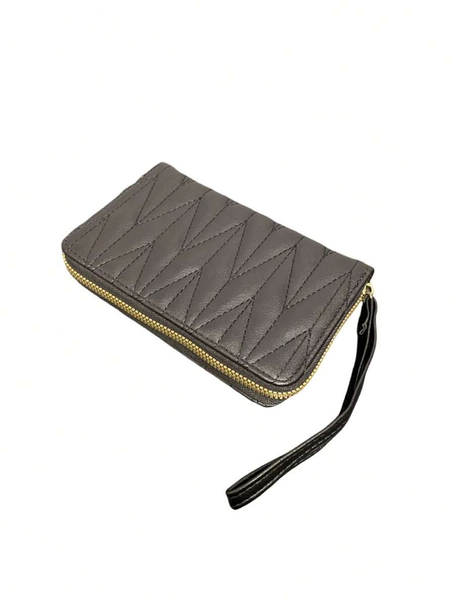Women's Wallet With Zipper Hand Strap Small Wallet - màu đen - Xem 1