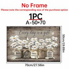 1pc Houten ingelijste rustieke wandkunst Daisy vlinder cadeau canvas vintage bloemen wandkunst, bloemen inspirerende foto voor slaapkamer woonkamer badkamer kantoor wanddecoratie ingelijste huisdecoraties klaar om op te hangen met ingelijste, posters voor kamer, woondecoratie, vintage kamerdecoratie esthetiek, Cottagecore wanddecoratie
