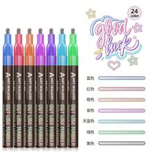 8/12/24Pcs Christmas Glitter Outline Marker Pen Set, Sparkle Outline Pens, DIY Craft Art Drawing Pens For Holiday Decorations, Card Making, Scrapbooking - Sets - View 2