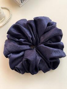 1个纯色大蝴蝶结发圈，缎面般柔软，复古时尚法式风格，多功能发饰，发绳，发圈，休闲马尾辫发饰 - 藏蓝色 - 查看 4