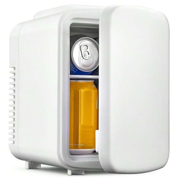 Reemix Mini-Kühlschrank, 4 Liter/6 Dosen, tragbarer Kühler und Wärmer persönlicher Kühlschrank für Hautpflege, Kosmetik, Getränke, Lebensmittel, ideal für Schlafzimmer, Büro, Auto, Freonfrei