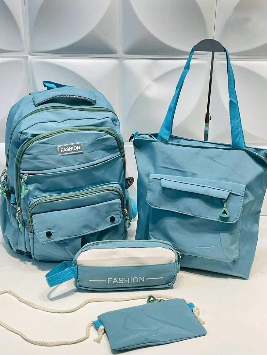 Four-Piece Student Backpack - 藍色 - 查看 1