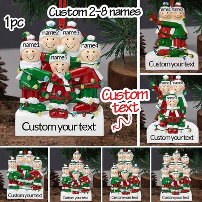 LICVIC 1 chiếc đồ trang trí Giáng sinh treo tường cá nhân hóa năm 2025, tùy chỉnh 2-8 tên, trang trí cây thông Noel gia đình, đồ trang trí Giáng sinh gia đình cá nhân hóa năm 2025, đồ trang trí Giáng sinh có tên, đồ trang trí Giáng sinh gia đình tự làm, đồ trang trí Giáng sinh gia đình cho gia đình 2, 3, 4, 5, 6 người, làm mới nhà cửa mùa thu, trang trí Giáng sinh, sự hài hòa cho gia đình.