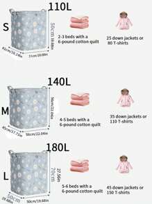 1 件可折叠布被子收纳袋，防尘、防水、防潮衣物收纳袋，带手柄，非常适合收纳被子、玩具、枕头、季节性服装、羽绒服、搬家和打包，采用优质牛津布制成，带拉链封口装饰装饰节日装饰房间装饰家居装饰卧室装饰卧室，收纳袋，家居收纳，女式白色 T 恤，女式黑色裤子，女士冬装，连衣裙， - 寶藍色 - 查看 2