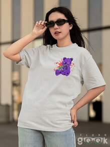 T-Shirt Money Dollar Bear Shirt  Oversized Streetwear Style Ref 1485 FLUXOGEEK - Xám - Xem 6