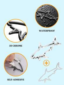 Shark Emblem Metal Decal ,Hollow 3D Design For Cars, Motorcycles & More ,Durable And Waterproof Styling Accessory - Multicolor - View 8