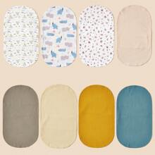 1 件婴儿摇篮床垫罩/婴儿摇篮额外罩超柔软舒适，25*15*1 英寸，适合椭圆形/沙漏形床垫 - 彩色 - 查看 5