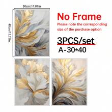 3pcs/Set Luxury Canvas Print Posters, Golden And White Leaves Canvas Wall Art Paintings, Artwork Wall Painting For Living Room Bedroom Bathroom Office Hallway Wall Decors, No Frames Gifts Birthday Graduation