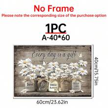 1pc Houten ingelijste rustieke wandkunst Daisy vlinder cadeau canvas vintage bloemen wandkunst, bloemen inspirerende foto voor slaapkamer woonkamer badkamer kantoor wanddecoratie ingelijste huisdecoraties klaar om op te hangen met ingelijste, posters voor kamer, woondecoratie, vintage kamerdecoratie esthetiek, Cottagecore wanddecoratie