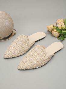 大码 35-45 女士尖头平底穆勒鞋，金色，一脚蹬乐福鞋，PU 皮革软底，户外休闲船鞋，与连衣裙完美搭配，时尚百搭，秋季新品 - 米卡格 - 查看 8