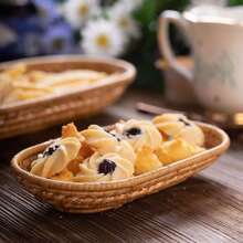 1pc Woven Rattan Mini Tray, Snack Plate, Fruit Basket, Bread Basket, Bowl For Home Decor, Kitchen, Christmas