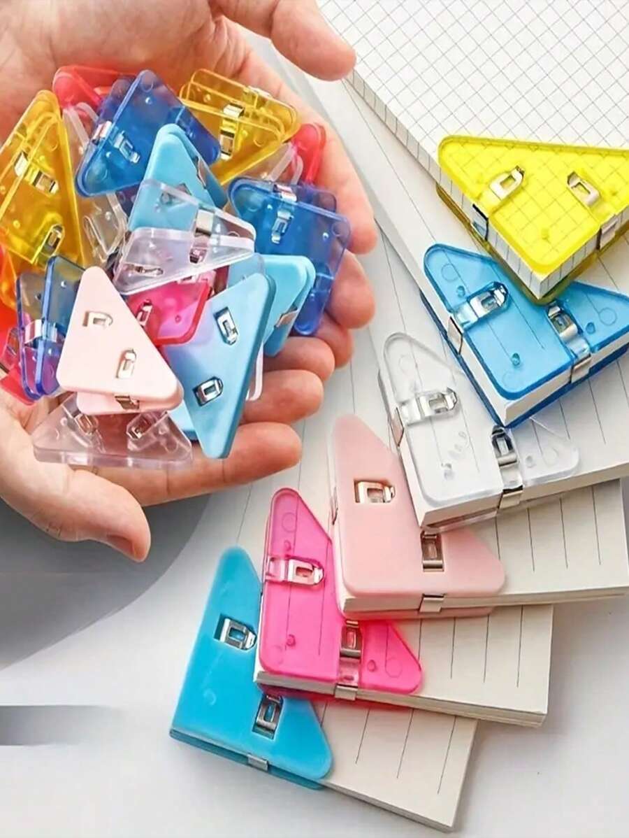10 piezas de Clips multiusos de ángulo recto, suministros de oficina, clips de carpeta, clips para enrollar exámenes, clips para archivos y notas, clips para almacenamiento de datos (color aleatorio), de vuelta a la escuela, suministros de aprendizaje - Multicolor - Ver 1