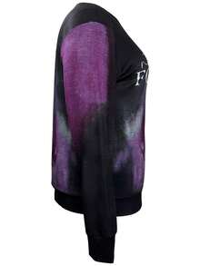 加大码英文文字渐变印花圆领运动衫