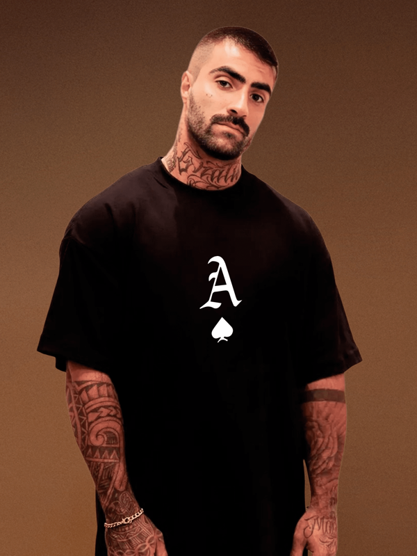 Camiseta Oversized Masculina Gola 2x1 Ribana - As De Espadas