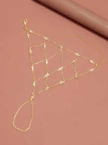 1 pieza Brazalete cadena de mano con malla encrustad a de diamantes, diseño único y elegante de alta gama para cadena de mano de verano