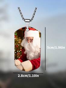 定制男女通用项链，带有圣诞元素图案，背面有激光雕刻文字，可作为送给朋友、爱人、同事的个性化礼物 - 鋼本色項鍊diy/1pc - 查看 6