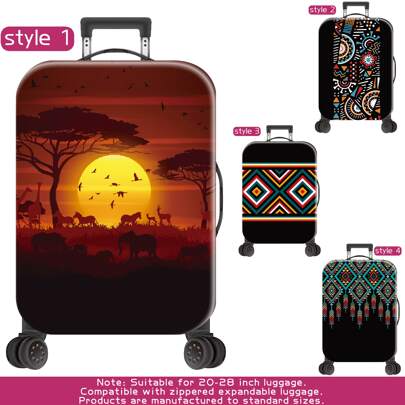 Savannah, Pattern, Reactive Printing, Suitcase Protective Cover, Suitcase Accessories, Suitable For Business, Business Trips, Vacations, Travel, Luggage Check-In, Back To School, Providing Personalized Color And Good Protection For Your Suitcase. Applicable For 20-28 Inch Boxes. Bag For School School Accessories School Stuff