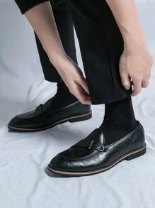 Luxury Vintage Men's Slip-On Loafers, Elegant Gentleman Leather Shoes With Black Solid Color, Breathable Uppers, Non-Slip Durable Soles, Suitable For Casual, Business, Formal Occasions, Graduation Ceremony, Suits, Weddings, Spring/Summer/Fall, Plus Size
