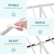 HOOMIC White Full/Queen/King Size Metal Bed Frame With Headboard And Footboard * Bed Frame Queen Queen Bed Frame Bed Frame Full Full Size Bed Frame King Size Bed Frame Twin Bed Frame Room Decor Home Decor Christmas Decor Bedroom Decor Valentine Day Decor Storage Living Room Decor Furniture House Decor - 白色 - 查看 7