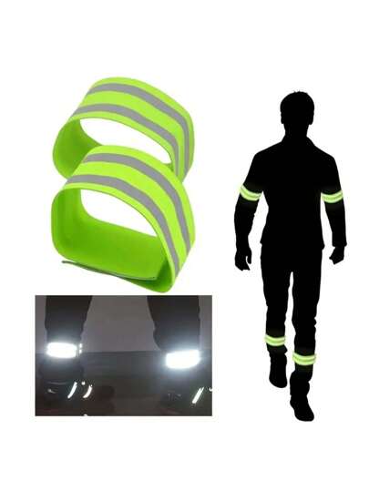 2pcs High Visibility Reflective Bands, Suitable For Night Walking, Cycling And Running - Wrist, Arm, Ankle And Leg Reflective Bands With Maximum Visibility And Comfort