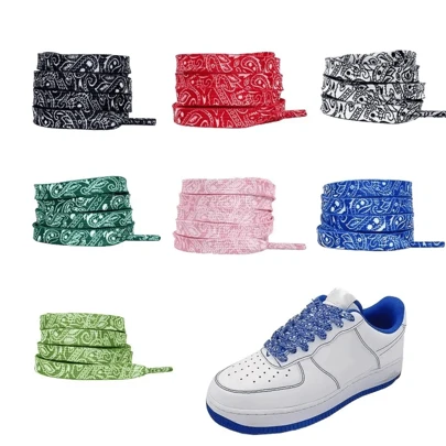 1pair Colorful Cashew Flower Pattern Flat Shoelaces For Sneakers Canvas Shoes Skate Shoes