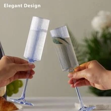 Ribbed Plastic Champagne Flutes, 5.5 Oz Unbreakable Goblet Glasses Reusable Champagne Toasting Cups Set Of 6 - Modern & Elegant For Wedding Party Anniversary Christmas Birthday, Valentine's Day Gift, For Outdoor, Camping, Gift For Father