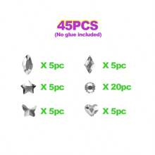45pcs Heart & Butterfly Shaped DIY Tooth Jewelry Set, Elegant & Minimalist Design, Suitable For Women Party, Graduation, Ball (No Glue Included)