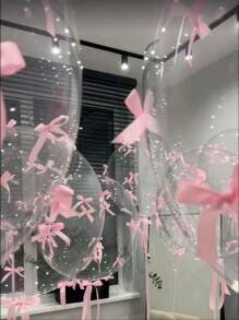 92/102pcs/Set Clear Bobo Balloon With Pink Bow, Internet Celebrity Outdoor Photo, Bow Decoration, Valentine's Day, Family Birthday Party, Wedding