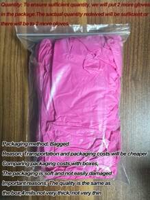 100 只一次性粉色丁腈手套，防水、无粉、无乳胶、多用途工作手套，适用于烹饪、厨房、浴室、家居、纹身、染发、宠物清洁、家居用途 - 粉色 - 查看 7