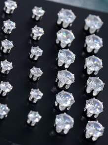 12-101 Pairs Minimalist Cubic Zirconia Geometric Stud Earrings Set, Suitable For Men And Unisex Daily Wear, Versatile For Birthday, Party, Christmas, Valentine's Day Gifts - Multicolor - View 10