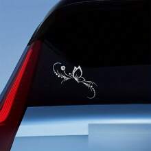 1buc Sparkling Fluture & Floral Decal reflectorizant pentru mașină - Vinil, autoadeziv pentru ferestre, motociclete și laptopuri