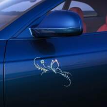 1buc Sparkling Fluture & Floral Decal reflectorizant pentru mașină - Vinil, autoadeziv pentru ferestre, motociclete și laptopuri