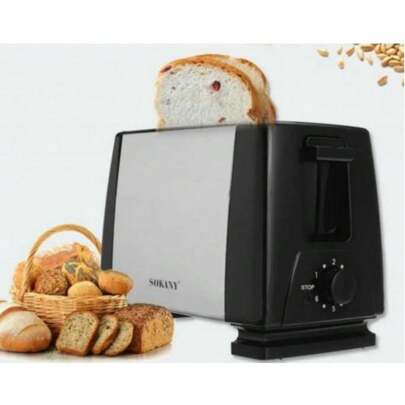 Tostadora de pan de molde 2 rebanadas, Tostadora 2 ranuras, 700 W, uso para casa, hogar, restaurantes, Sokany