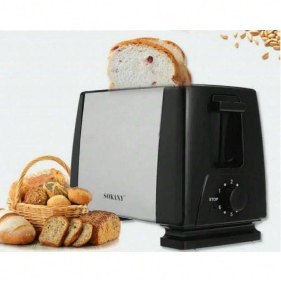 Tostadora de pan de molde 2 rebanadas, Tostadora 2 ranuras, 700 W, uso para casa, hogar, restaurantes, Sokany - Enchufe EU Tipo E(220-240V) - Ver 1